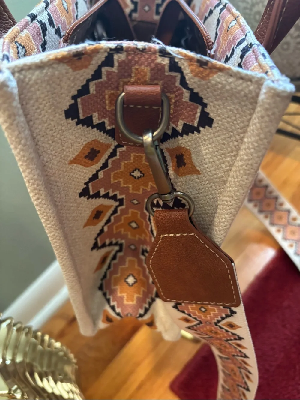 Wrangler Southwestern Print Small Canvas Tote/Crossbody Bag.
